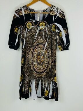 Y2K Vintage Girl Women’s Baroque Print Lightweight Glam Mini Dress Size S